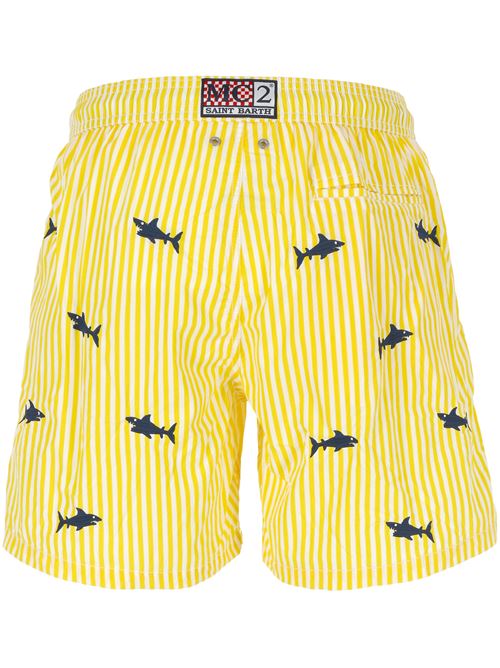 Shark embroidery yellow/white man beachwear MC2 Saint Barth | GUSTAVIA EMBROIDERYGUS000702040F